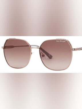 True Religion Rose-Tint Oversized Round Sunglasses, UVA/UVB protection, New